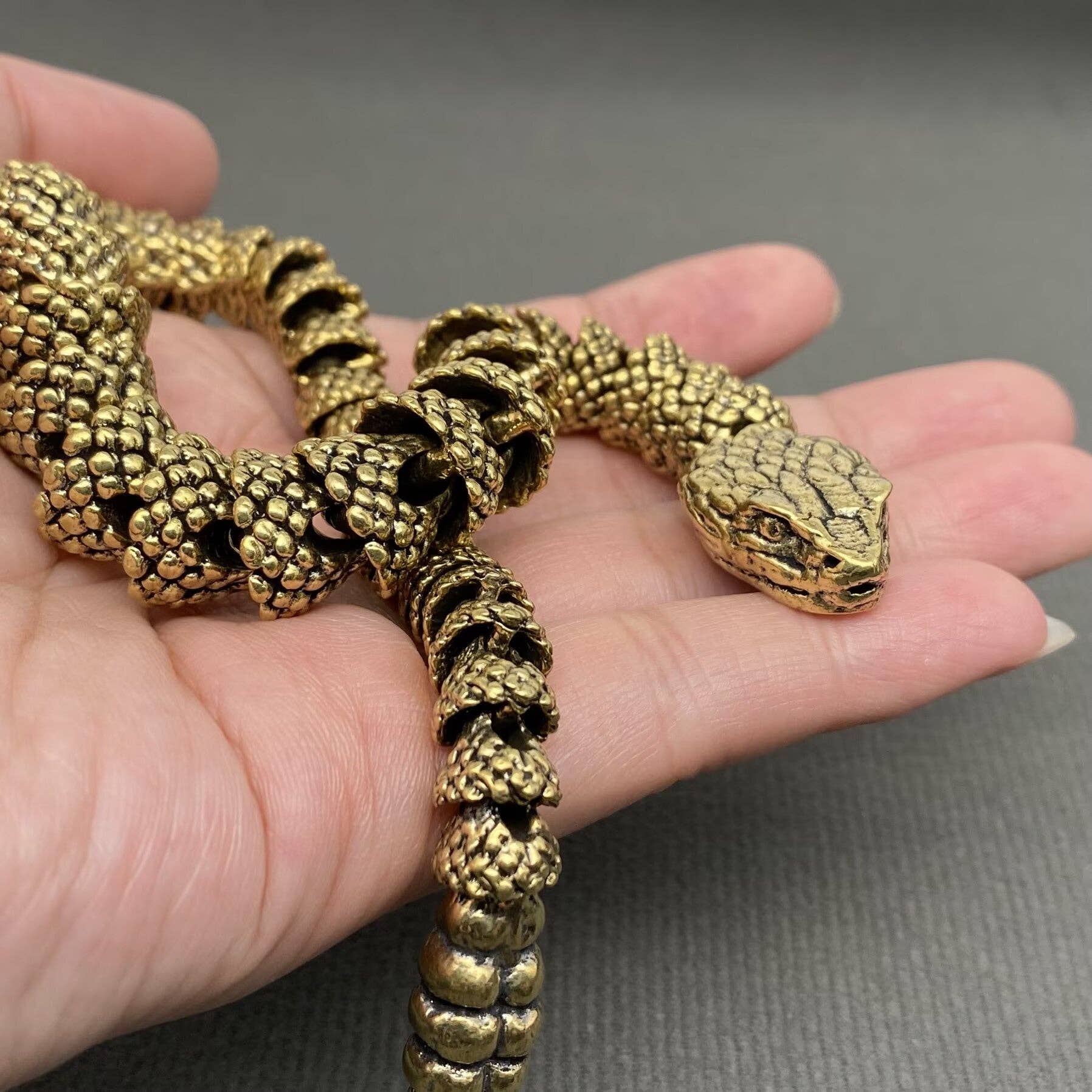 Movable Rattlesnake | Brass Figurine - Spiral Circle