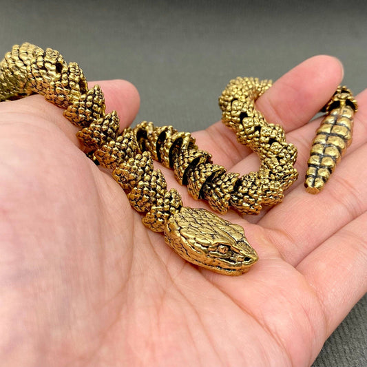 Movable Rattlesnake | Brass Figurine - Spiral Circle