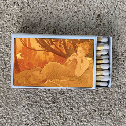 Mucha Dusk Matchbox | Decorative Matches - Spiral Circle