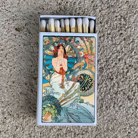 Mucha Monte Carlo Matchbox | Decorative Matches - Spiral Circle