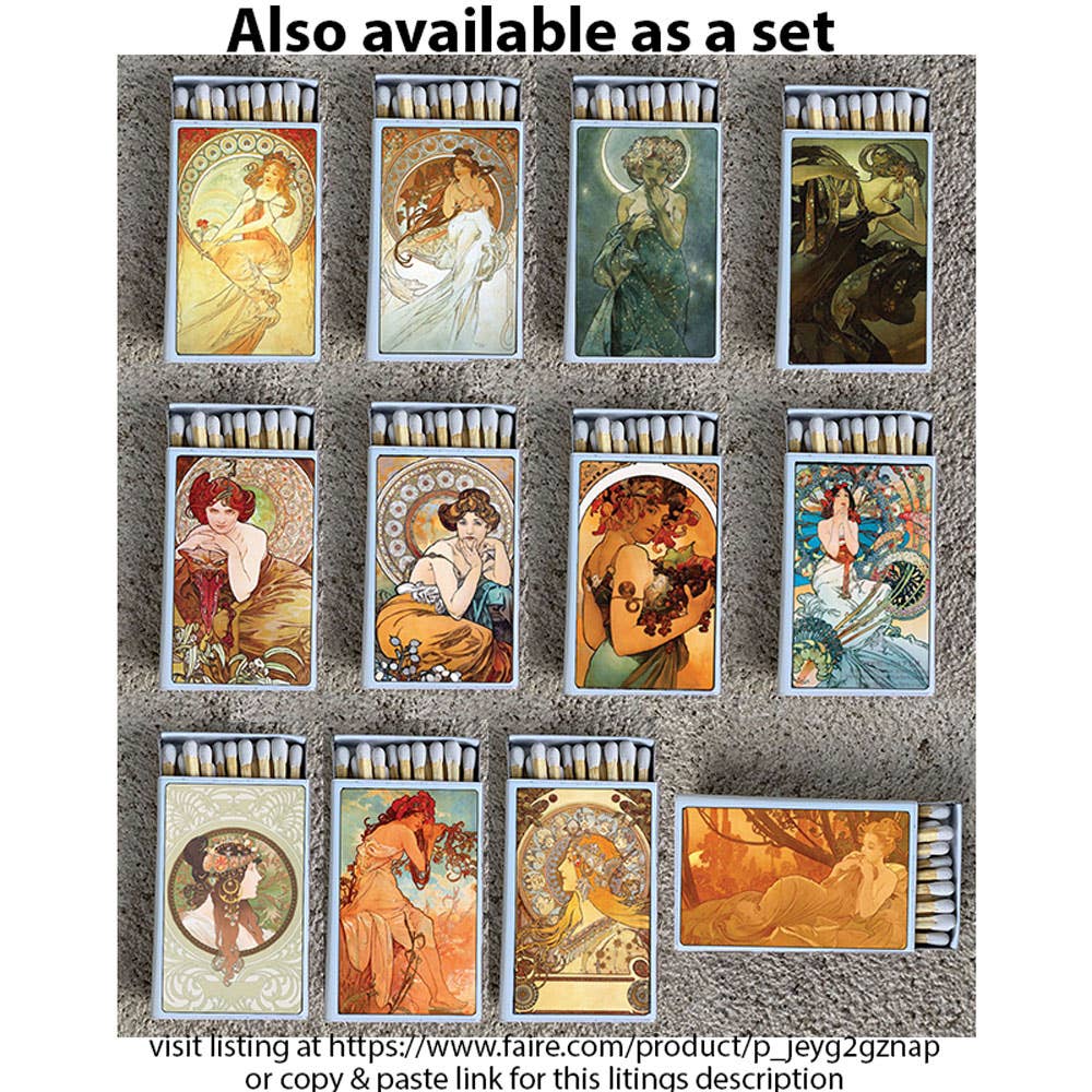 Mucha Morning Star Matchbox | Decorative Matches - Spiral Circle