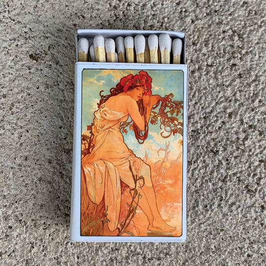 Mucha Summer Matchbox • Decorative Matches - Candle Acc - Spiral Circle