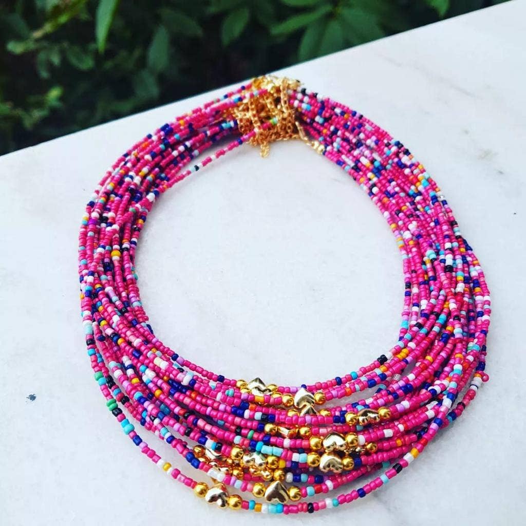 Multi Beaded Seed Necklace | Assorted - Spiral Circle