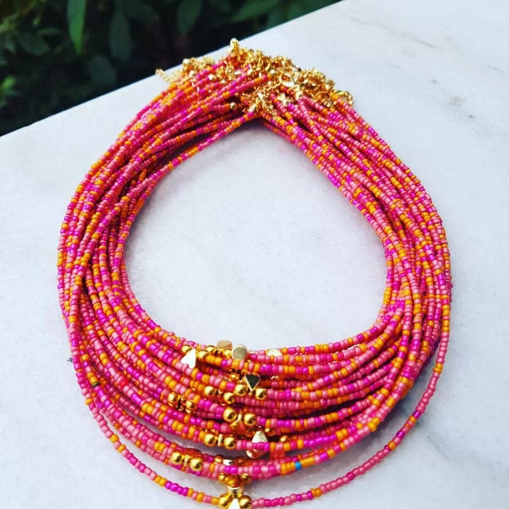 Multi Beaded Seed Necklace | Assorted - Spiral Circle