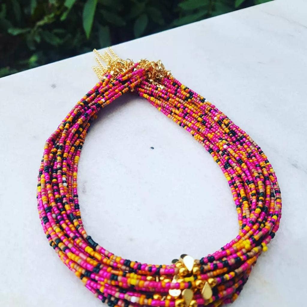 Multi Beaded Seed Necklace | Assorted - Spiral Circle