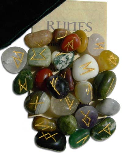 Multi - Stone Agate Gemstone Runes RSM - Spiral Circle