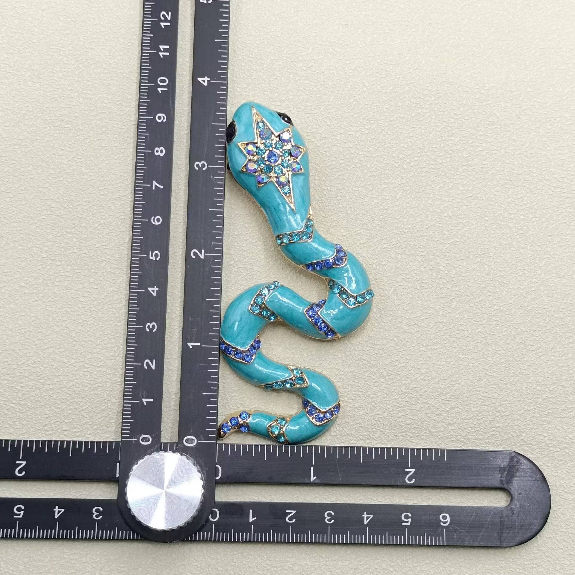 Multi - Style Inlaid Rhinestone Enamel Snake Brooch - Spiral Circle