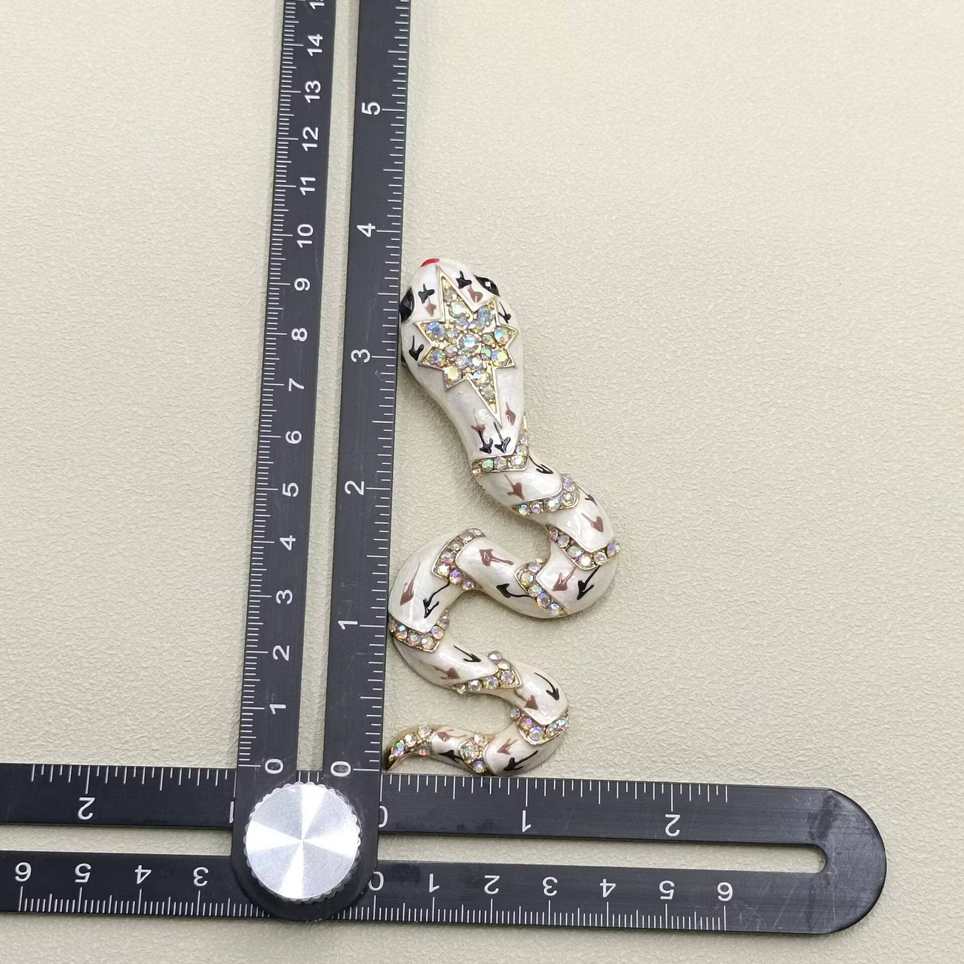 Multi - Style Inlaid Rhinestone Enamel Snake Brooch - Spiral Circle