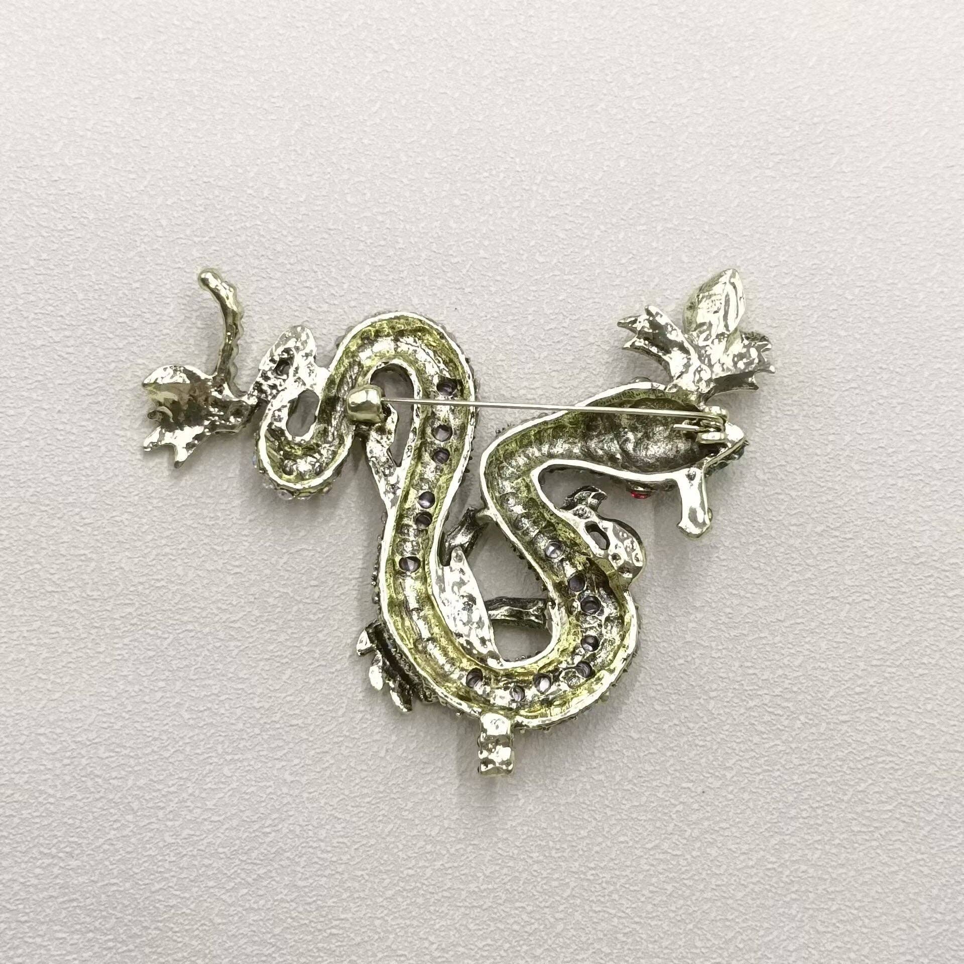 Multi - Style Inlaid Rhinestone Enamel Snake Brooch - Spiral Circle