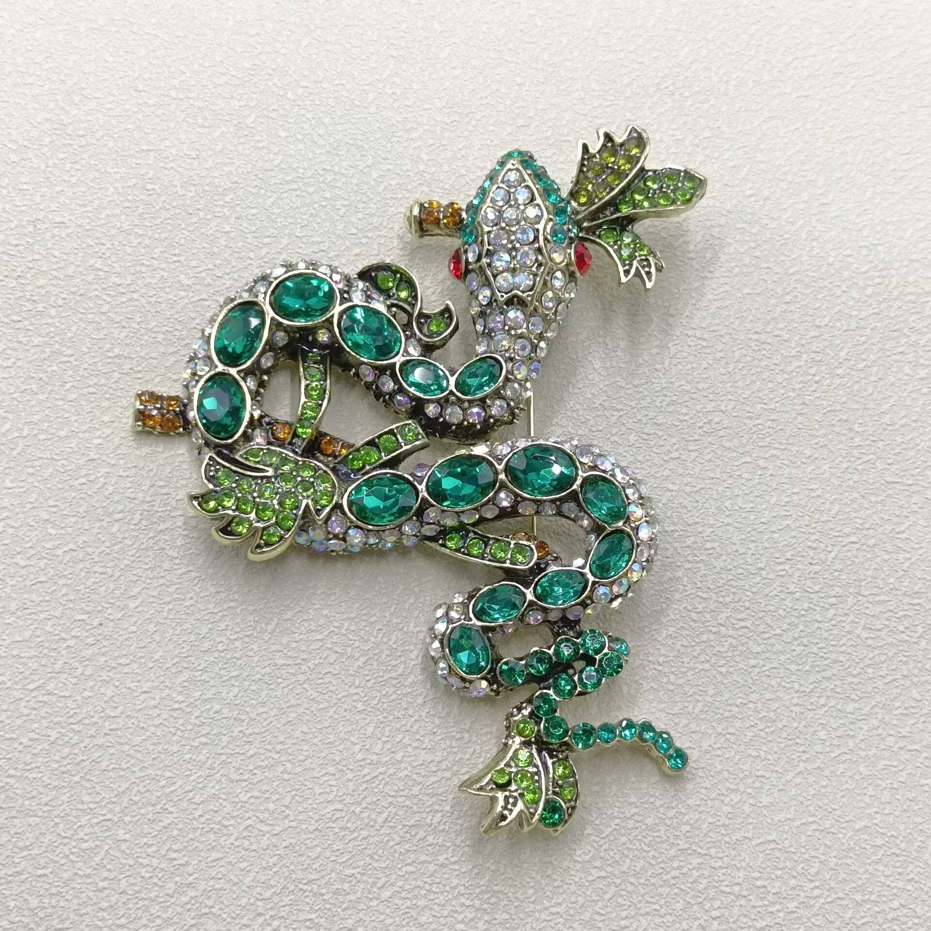 Multi - Style Inlaid Rhinestone Enamel Snake Brooch - Spiral Circle