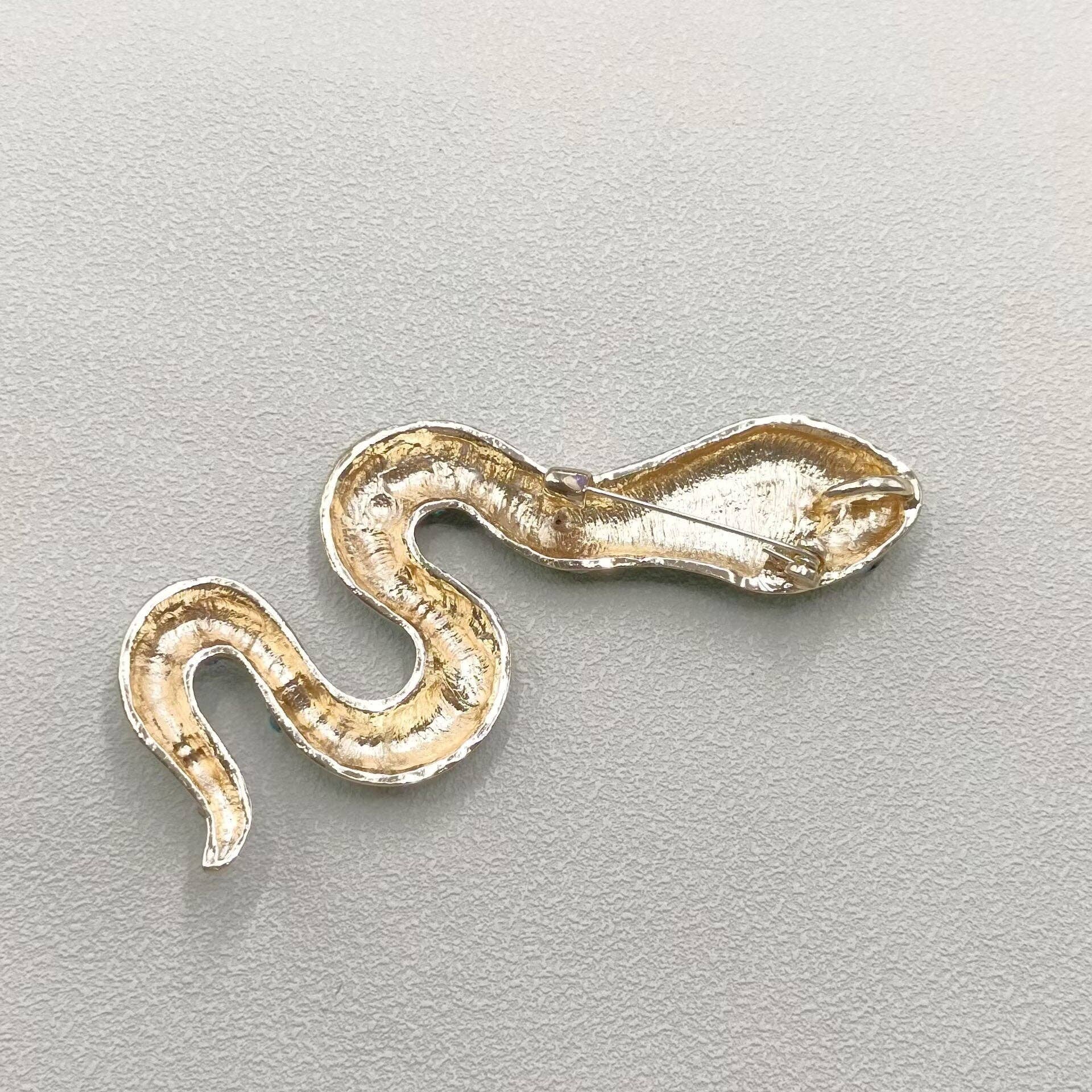 Multi - Style Inlaid Rhinestone Enamel Snake Brooch - Spiral Circle