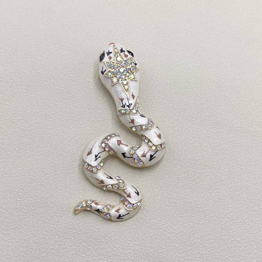 Multi - Style Inlaid Rhinestone Enamel Snake Brooch - Spiral Circle