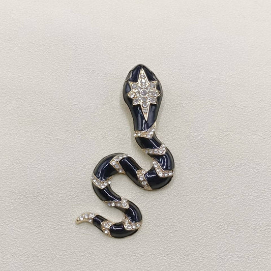 Multi - Style Inlaid Rhinestone Enamel Snake Brooch - Spiral Circle