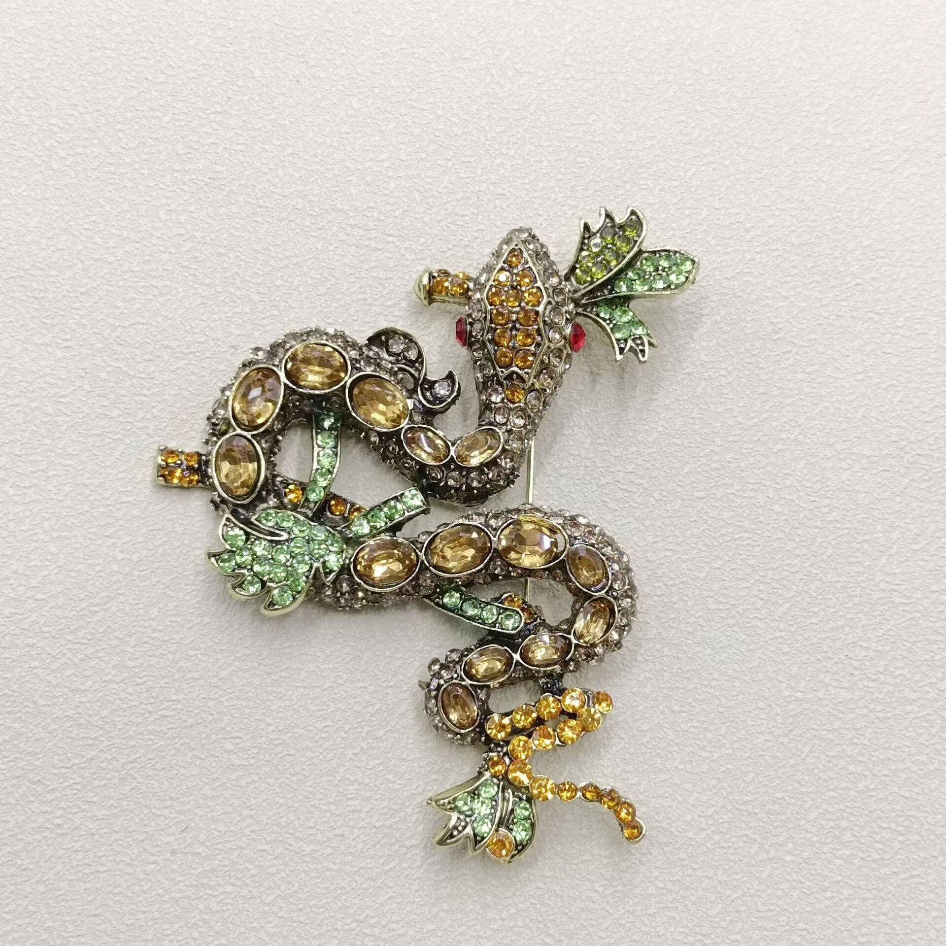 Multi - Style Inlaid Rhinestone Enamel Snake Brooch - Spiral Circle