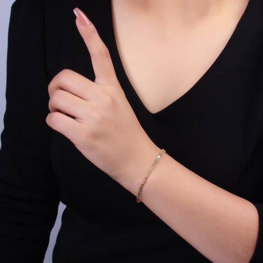 Multifaceted Gemstone Bracelet - Spiral Circle