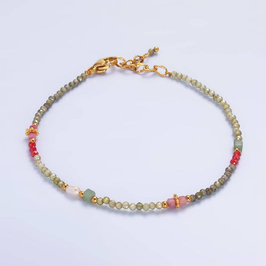 Multifaceted Gemstone Bracelet - Spiral Circle