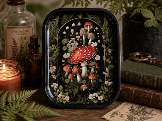 Mushroom Forest Metal Tray - Spiral Circle