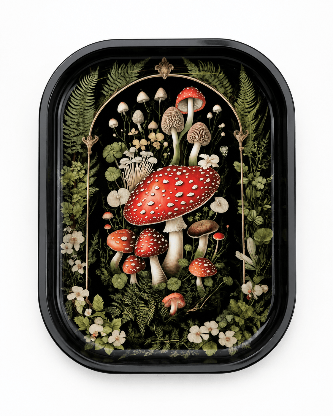 Mushroom Forest Metal Tray - Spiral Circle