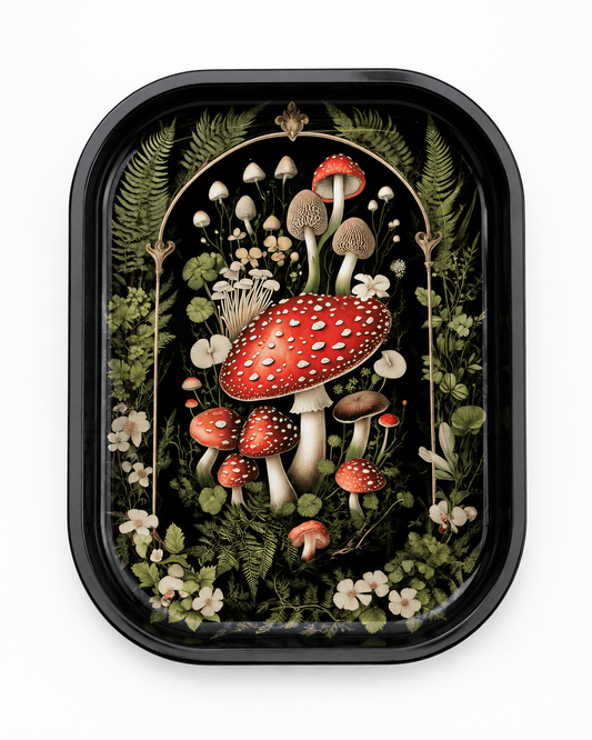 Mushroom Forest Metal Tray - Spiral Circle