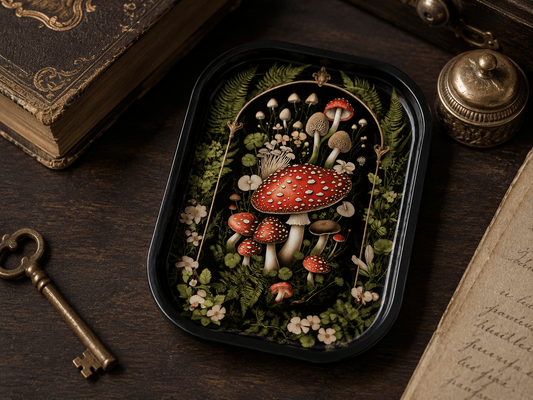 Mushroom Forest Metal Tray - Spiral Circle
