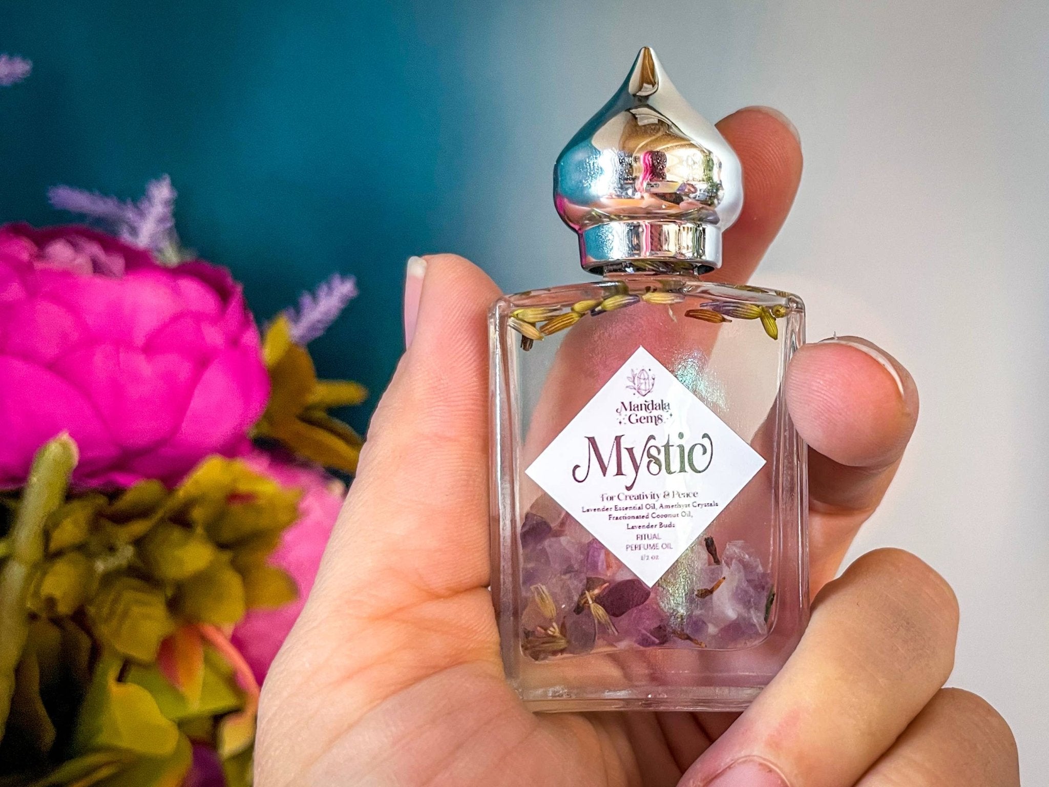 MYSTIC Lavender Perfume Oil, Stocking Stuffer with Amethyst - Spiral Circle