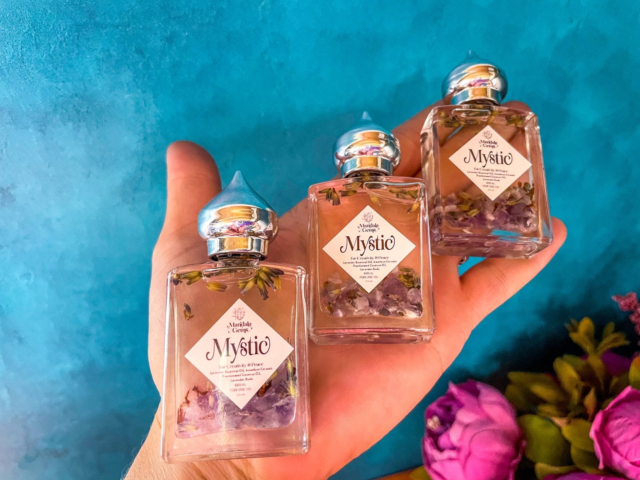 MYSTIC Lavender Perfume Oil, Stocking Stuffer with Amethyst - Spiral Circle