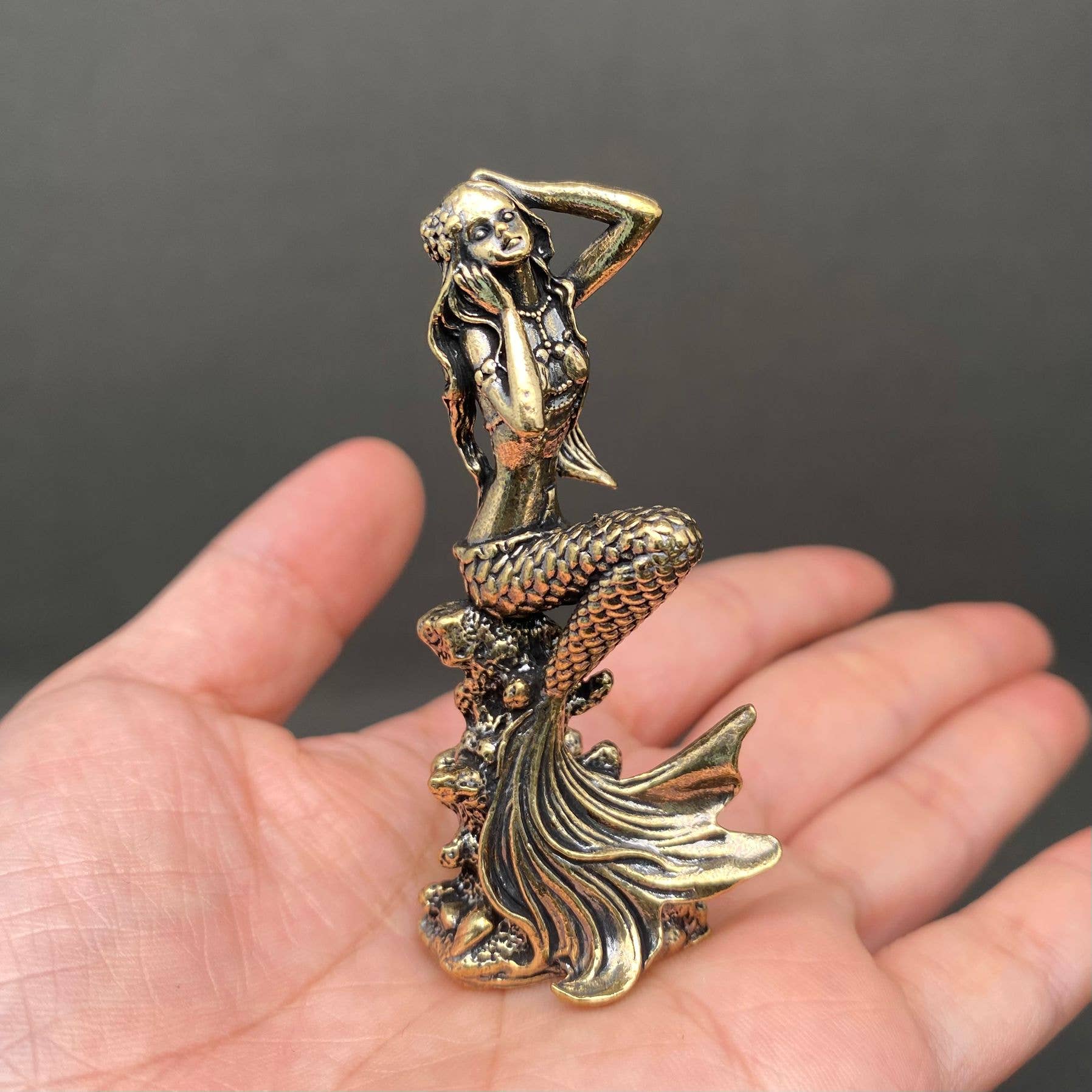 Mythic Mermaid | Brass Figurine - Spiral Circle