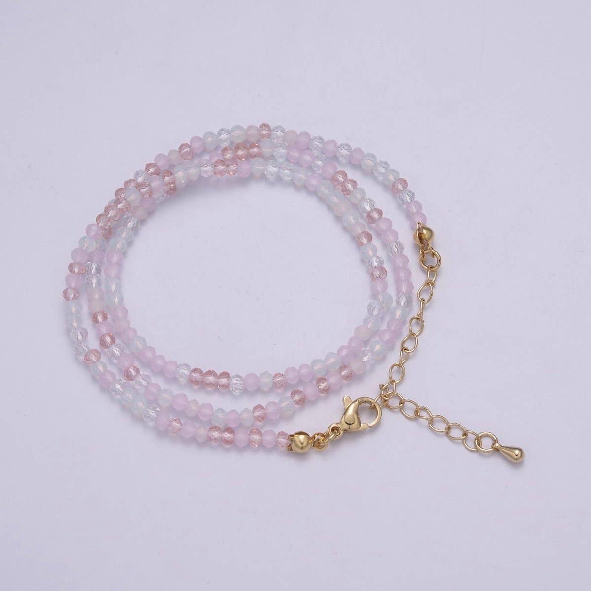 Natural Pink Morganite Aqua Beads Necklace, 3mm Multi Berry Micro Faceted Round Beads Necklace, Tiny Bead Necklace, Women's Necklace | WA - 452 Clearance Pricing - Spiral Circle