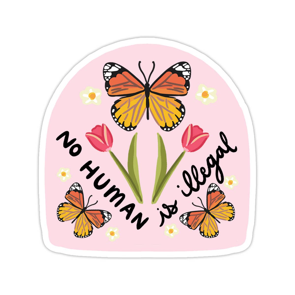 No Human Is Illegal Vinyl Sticker - Spiral Circle
