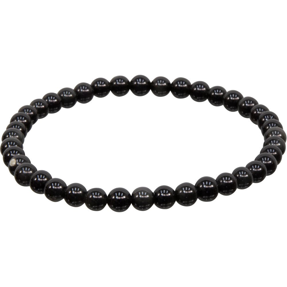 Obsidian, Black | Stone of Purity | Stone Beaded Bracelet | 4mm - Spiral Circle