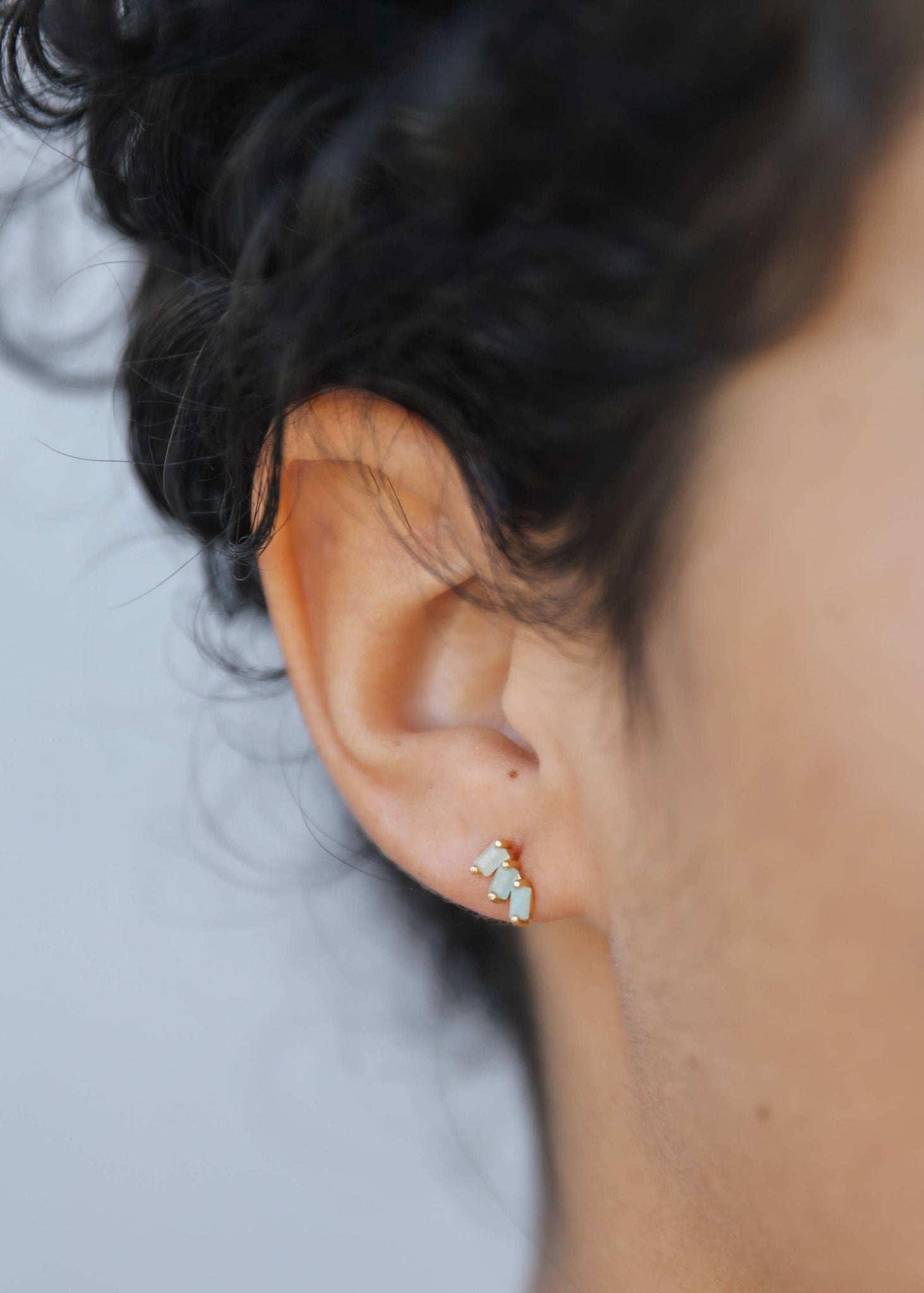 Offset Trio - Amazonite - Earring - Spiral Circle