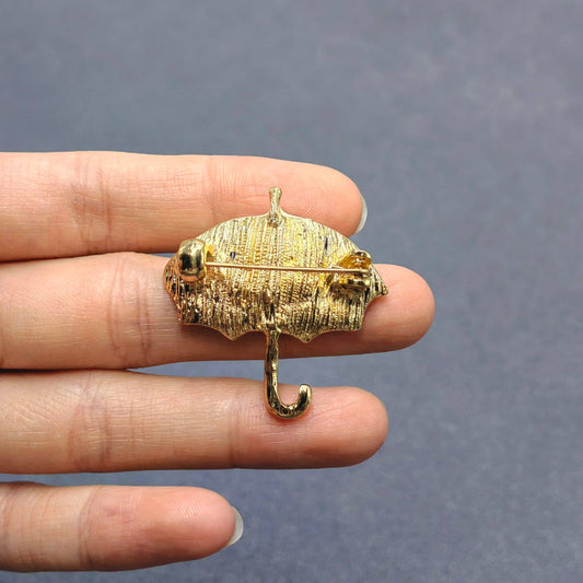 Oil Painting Style Enamel Umbrella Brooch - Spiral Circle