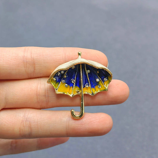 Oil Painting Style Enamel Umbrella Brooch - Spiral Circle