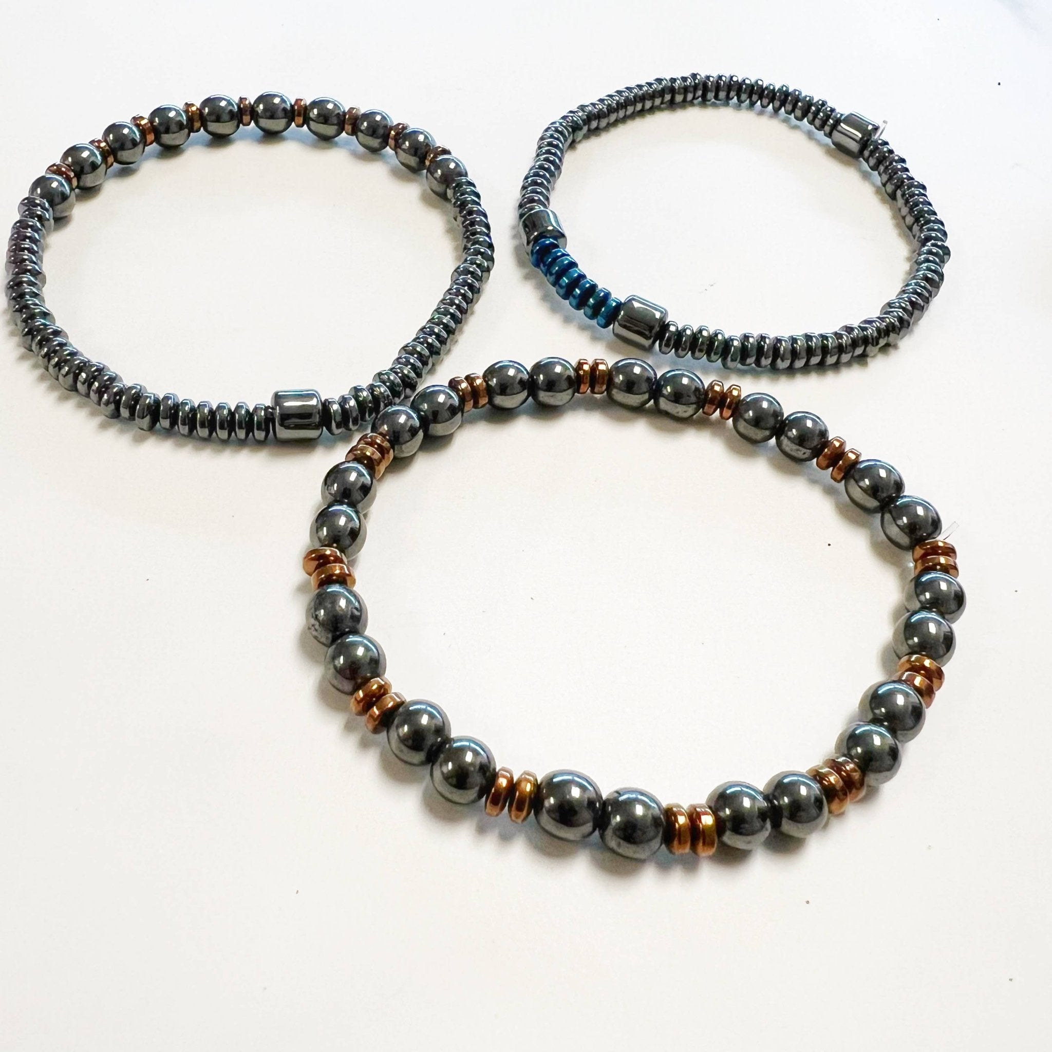 Onyx & Hematite Stretch Bracelet | Assorted - Spiral Circle