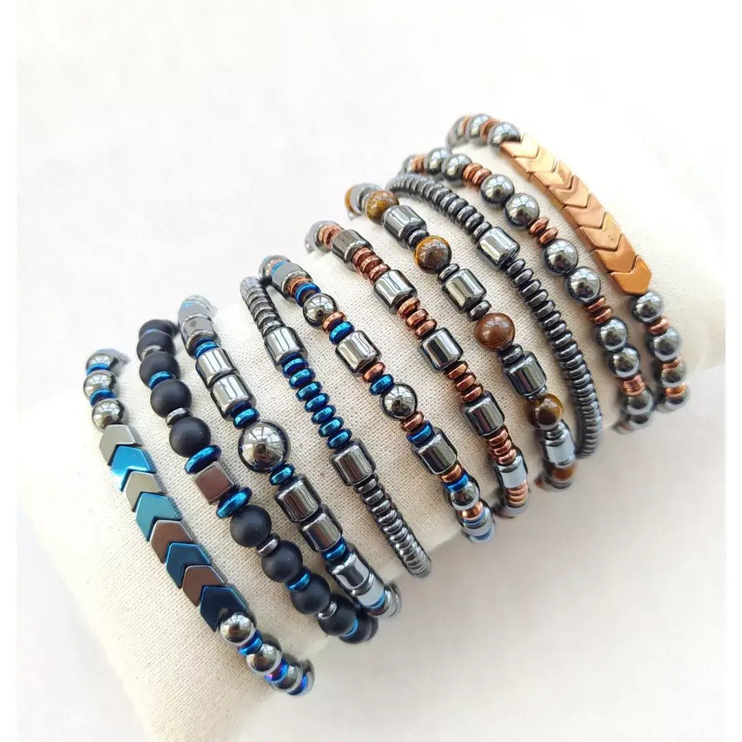 Onyx & Hematite Stretch Bracelet | Assorted - Spiral Circle