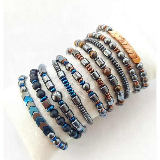 Onyx & Hematite Stretch Bracelet | Assorted - Spiral Circle