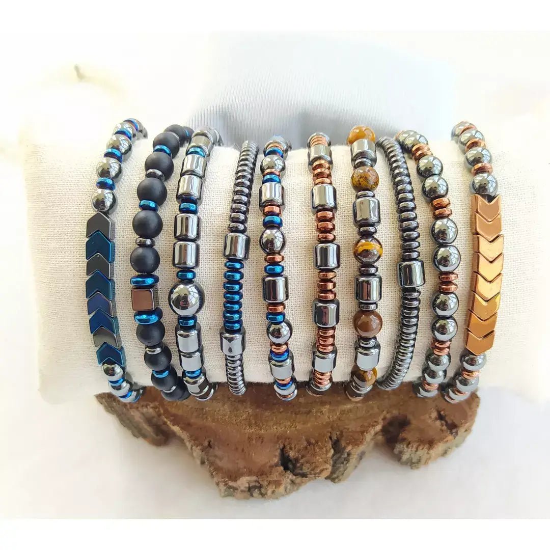 Onyx & Hematite Stretch Bracelet | Assorted - Spiral Circle