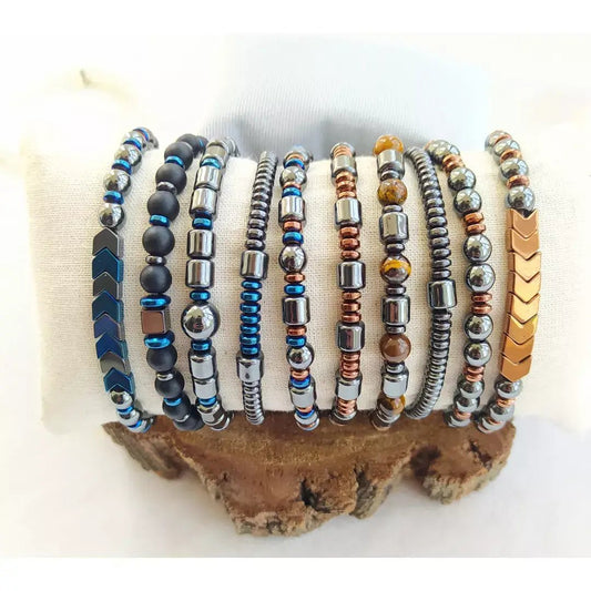 Onyx & Hematite Stretch Bracelet | Assorted - Spiral Circle
