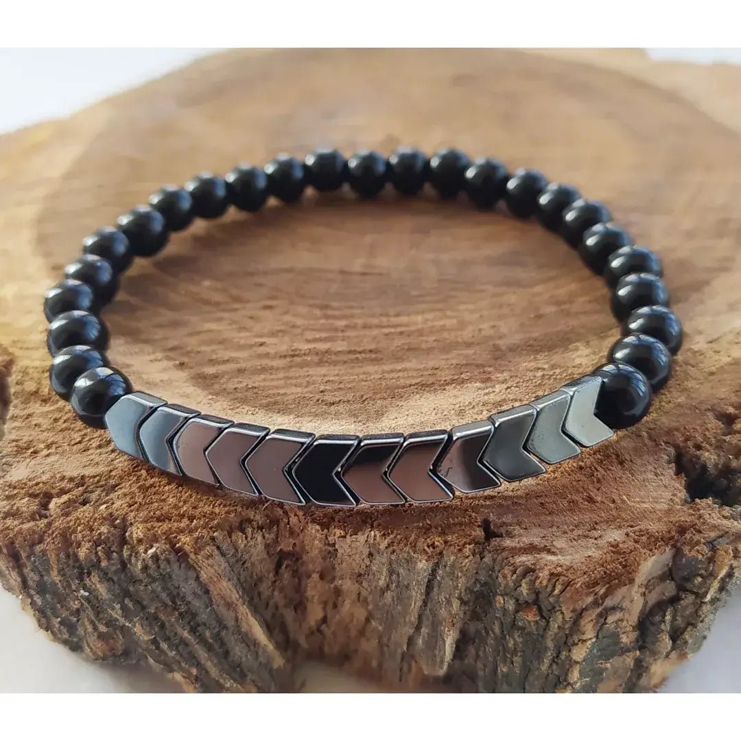 Onyx & Hematite Stretch Bracelet | Assorted - Spiral Circle