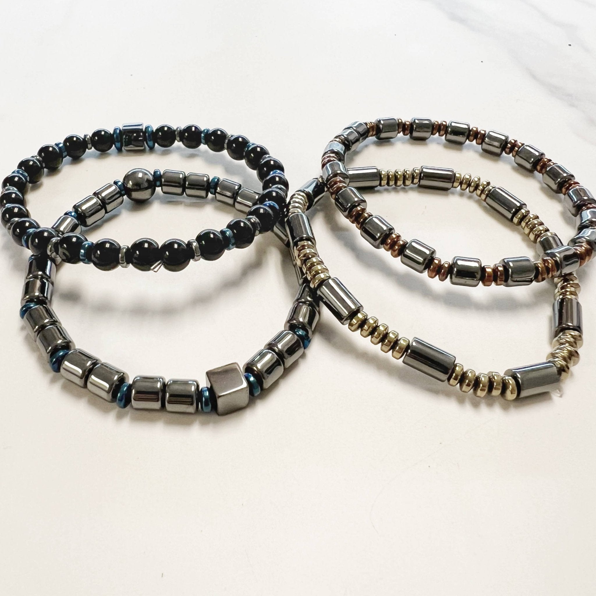 Onyx & Hematite Stretch Bracelet | Assorted - Spiral Circle