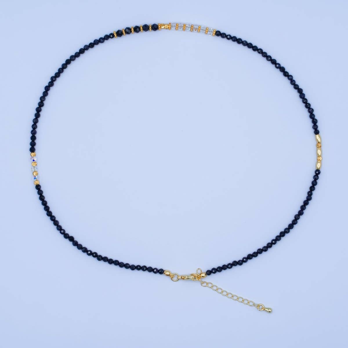 Onyx Multifaceted Necklace | 18" | 24K Plated - Spiral Circle
