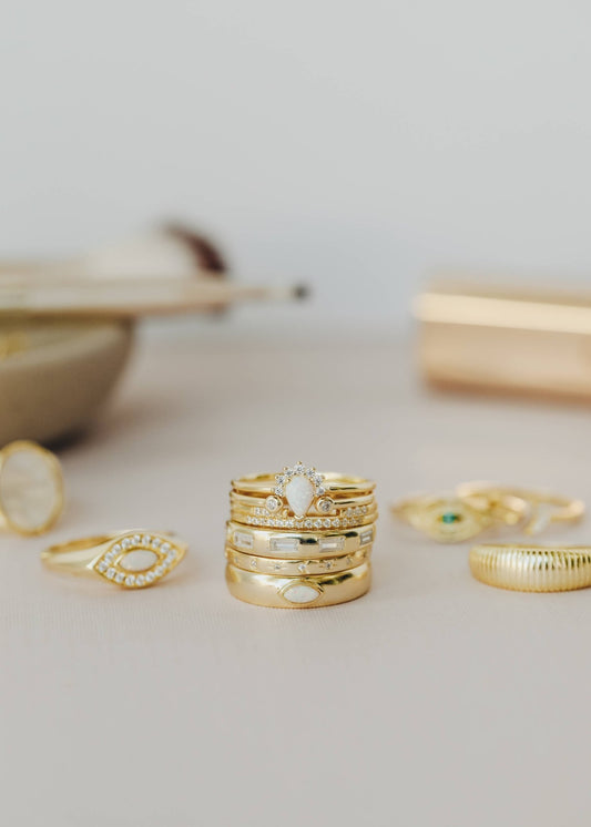 Opal Burst Ring - Spiral Circle