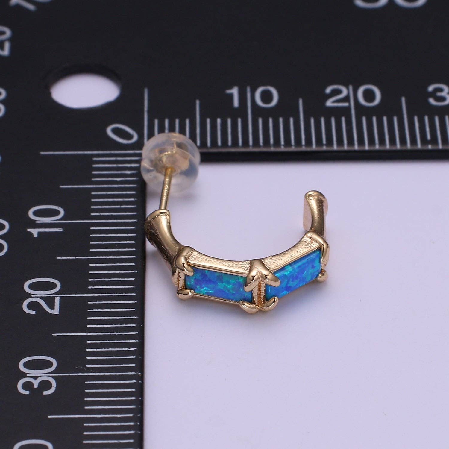 Opal Hoop Earrings - Spiral Circle