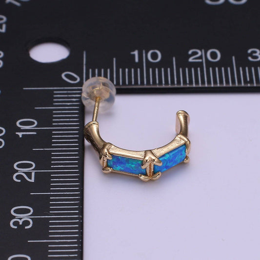 Opal Hoop Earrings - Spiral Circle