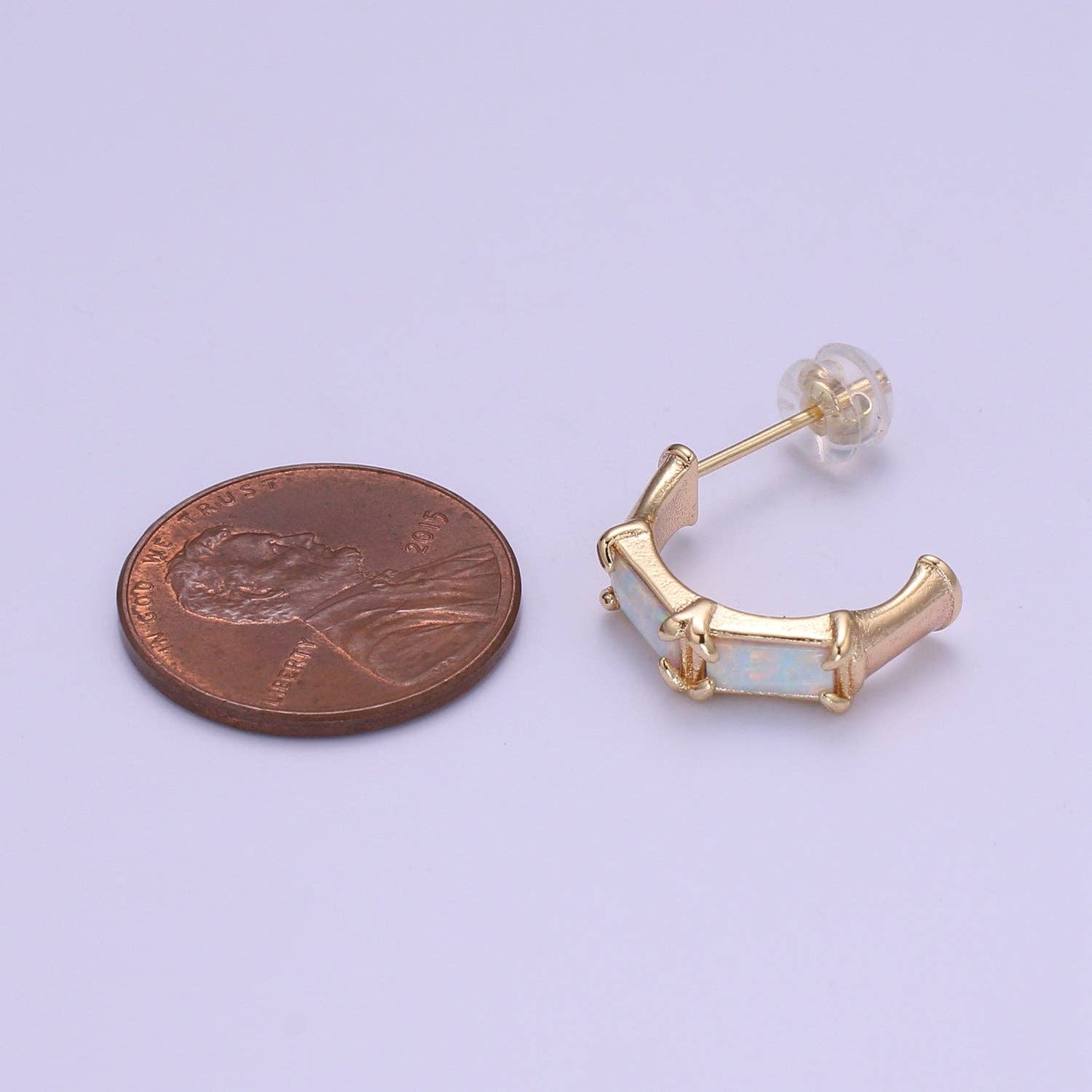 Opal Hoop Earrings - Spiral Circle