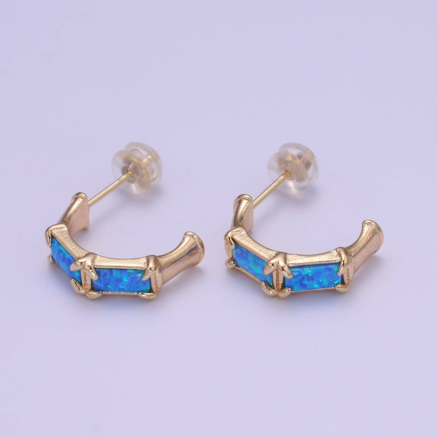 Opal Hoop Earrings - Spiral Circle