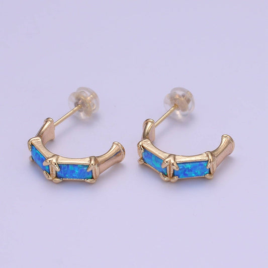 Opal Hoop Earrings - Spiral Circle