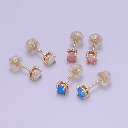 Opal Stud Earrings - Spiral Circle