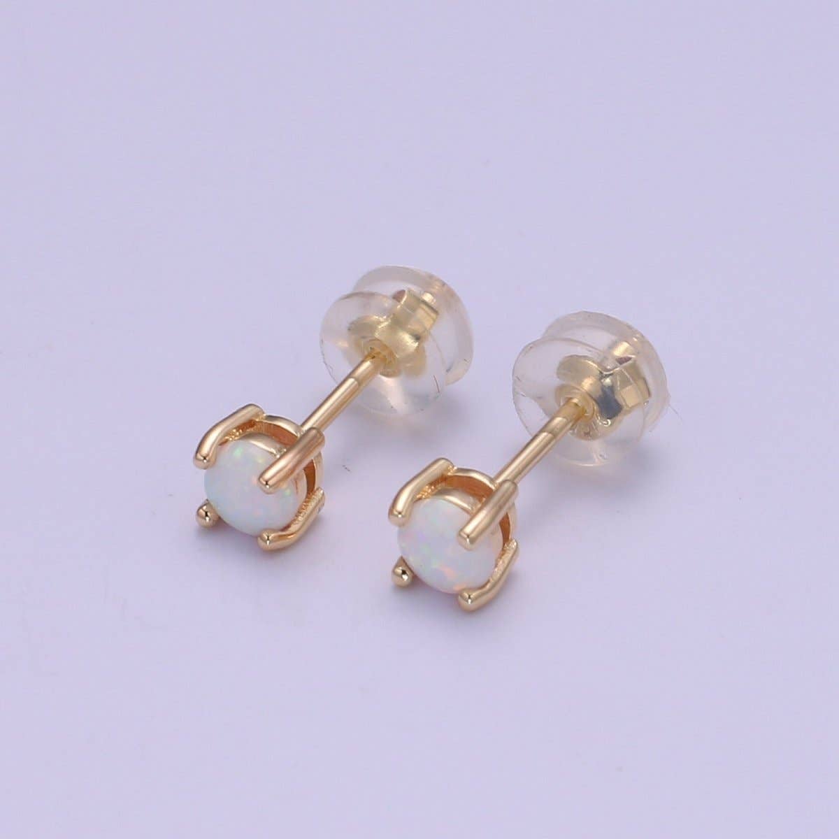 Opal Stud Earrings - Spiral Circle