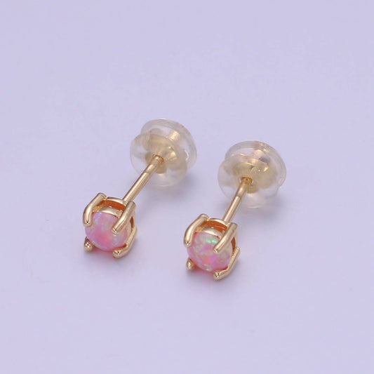 Opal Stud Earrings - Spiral Circle